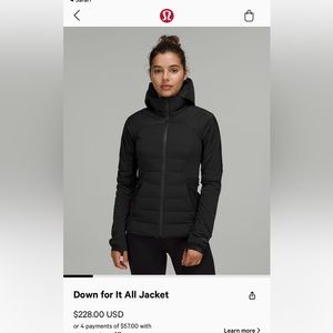 Lululemon Down for It All Jacket NWT